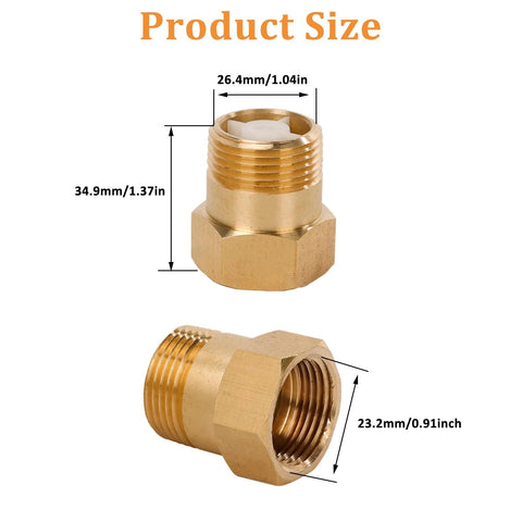 NUNU FER brass one-way check valve pair, 3/4 in female to 3/4 in male threads, backflow preventer