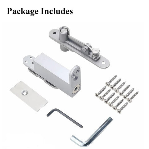 Heavy Duty Self Closing Door Pivot Hinges With Adjustable Speed For Wood Doors Built To Last 304 Stainless Steel Construction 360 Degree Shaft Hidden Secret Door Hardware MIMIRACLE package contents