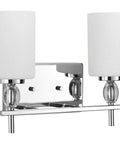 Status Collection Two Light Etched Linen Glass Coastal Bath Vanity Light In Polished Chrome with K-9 crystal accents