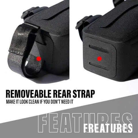 Venture Frame Bag For Bikes Triangle Style Black With Large Storage 2.6L Capacity featuring removable rear strap detail