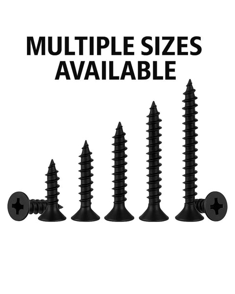 Heavy Duty Black Wood Screws For Cabinet Hinges And Drawer Slides In 304 Stainless Steel Flat Head Self Tapping 6 x 1