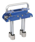 Blue V-Shaped Edge Bead Roller Hand Sheet Metal Bender 0-90 Degree Flex Pro Grade tool with built-in scale for roofing.