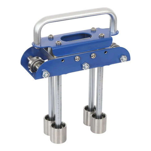 Blue V-Shaped Edge Bead Roller Hand Sheet Metal Bender 0-90 Degree Flex Pro Grade tool with built-in scale for roofing.