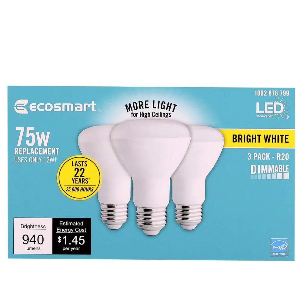 75 Watt Equivalent R20 Dimmable LED Bulb, 3 Pack ✓