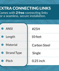 ANSI 25H Heavy Duty Roller Chain With 10 Feet And Two Free Connecting Links 480 Links Carbon Steel Single Strand Chart