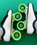 Zeus Roller Skate Speed Plate 7 Degree Action with 6061 Aluminum Chassis Pair 165mm shown with green wheels.