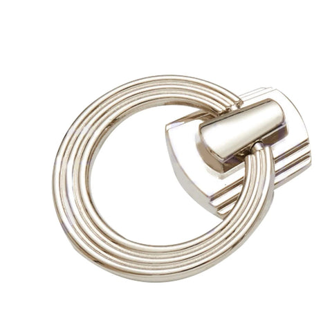 5 Pack 2.2 Inch Footed Nickel Ring Drawer Pulls, Classic American Design, Heavy Duty, Durable Non Fading Nickel Finish