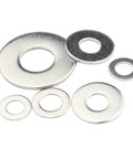 Flat Washers Set For M3 M4 M5 Stainless Steel 200 Piece Assortment Kit Heavy Duty Load Spreader That Keeps Fasteners Tight And Materials Safe Ideal For Automotive Furniture DIY Projects And Everyday Repairs, assorted sizes
