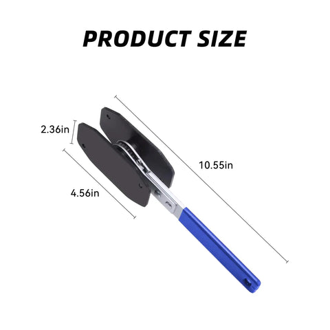 Brake Caliper Compression Tool With 360 Rotating Ratchet Piston Spreader showing dimensions for car disc brake repair.