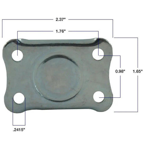 Top plate of Non Marking 2 Inch TPR Rubber Caster Wheel with dimensions, suitable for hospital and institutional use.