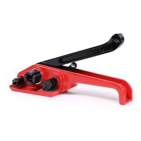 Heavy Duty Pallet Strapping Kit With 3/4 Inch X 1640 Ft Polypropylene Woven Cord Coils And 300 Metal Buckles Plus Rock Solid Tensioner Tool in red