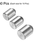 Pro Grade 30 Piece Ball Point Spring Plunger Set With 5Mm 6Mm 8Mm Sizes showing three sizes of stainless steel plungers.