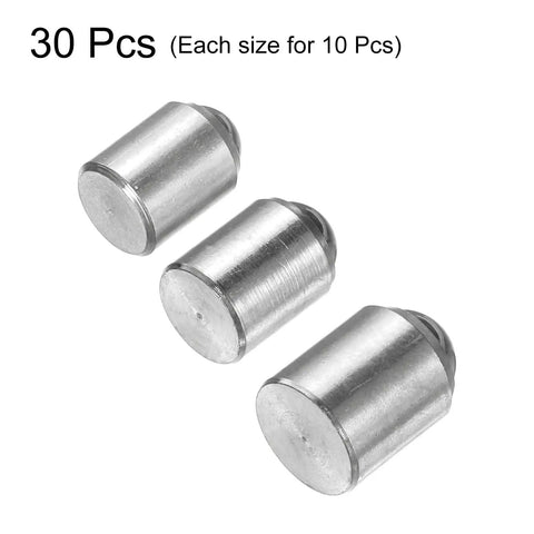Pro Grade 30 Piece Ball Point Spring Plunger Set With 5Mm 6Mm 8Mm Sizes showing three sizes of stainless steel plungers.