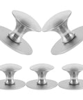 Removable Stainless Steel Cabinet Handles With Self Adhesive Backing No Drill No-Punch Stick-On Pulls For Sliding Glass Doors And Cabinets Easy Install Hardware For Living Spaces 5 Pack, 5 silver pulls
