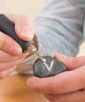 Must-Have All-In-One Drill Chuck Collet Set With Quick Change Rotary Tool Adapter in use for engraving on stone