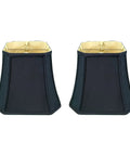 Dope Square Cut Corner Bell Lamp Shade 5 X 10 X 8.75 Black With Gold Lining 2 Pack Silk Type Shantung Or Linen Standard Spider Fitter Brass Washer