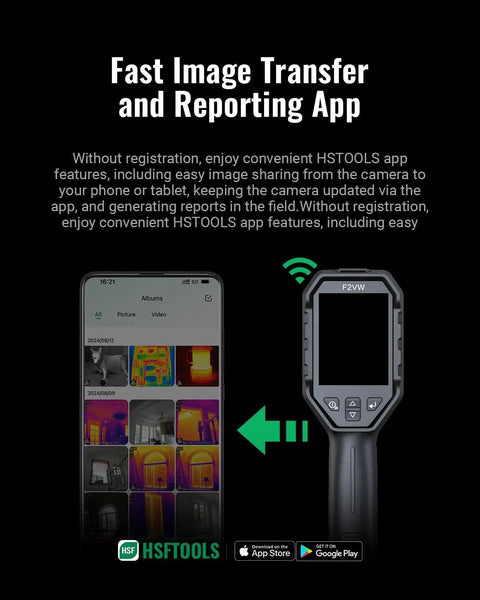 Dual Camera Thermal Imaging Device With 256x192 IR Sensor And 640x480 Live Super Resolution 3.2 Inch Screen 2MP Visible Camera 16GB Storage Carrying Case Pro Grade Heat Detection For On The Go with mobile app interface.