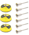 2 Inch Hook And Loop Sanding Pad With One Eighth Mandrel Adapter For Drills And Rotary Tools, includes multiple pads and metal adaptors.