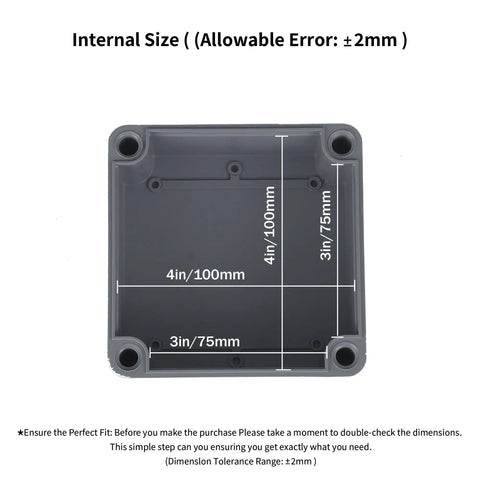 Set Of 6 IP65 Waterproof Junction Boxes 4x4x3 Inches ABS Plastic Dustproof Outdoor Electrical Enclosures For Conduit Projects, internal size diagram