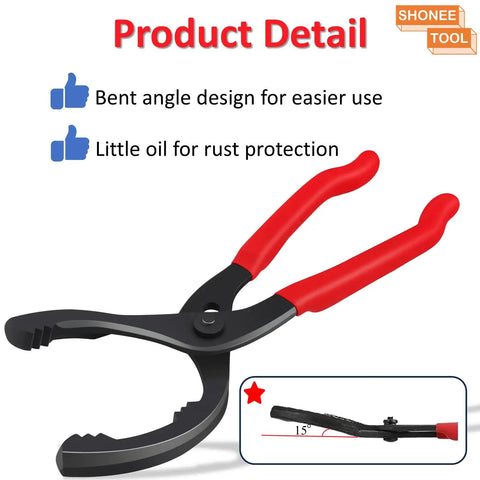12 Inch Adjustable Oil Filter Wrench With Jaw Capacity From 60 To 102 Mm featuring bent angle design and non-slip grip