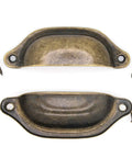 Vintage Seashell Shaped Cup Pulls Set In Antique Bronze Finish For Cabinets And Drawers, 8 Pack Iron Hardware, displayed with screws