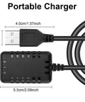 7.4V LiPo Battery Charger 2 in 1 USB Cable For RC Cars 2S Batteries XH3P Plug dimensions label