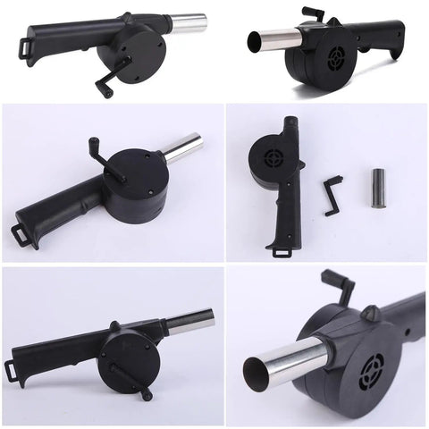 Prime Two Pack Fireplace Bellows Hand Crank Air Blower Portable Bbq Fan Stainless Steel Campfire Rocket Starter Flame Booster For Hiking And Tailgates To Blast Flames With Zero Sweat