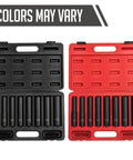 Two cases of Beefy One Half Inch Drive Impact Socket Set, Extra Long Deep, Eight-Piece, SAE, Cr-Mo Alloy Steel, heavy-duty storage
