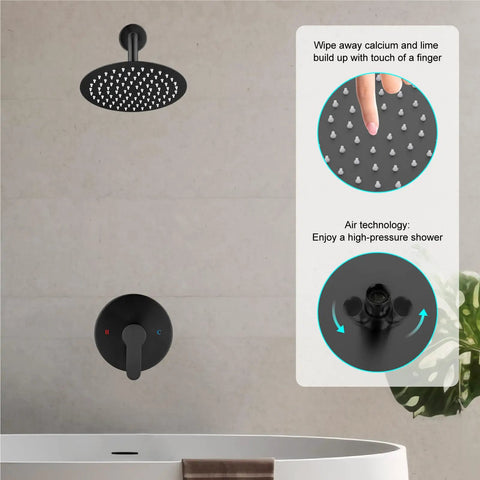 Heavy Duty 8 Inch Round Rain Shower Head With Smooth Flow Valve Slick Matte Black Bath Fixture Set Wall Mounted Bathroom Upgrade Kit Hassle Free Swap Out And Built Tough Enough