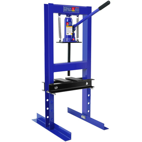 Heavy Duty 6 Ton H Frame Hydraulic Shop Press For Your Garage And Workshop Benchtop Or Floor Model Adjustable Height Includes Plates Blue Finish Ideal For Metal Bending Straightening And Stamping