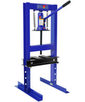 Heavy Duty 6 Ton Hydraulic Shop Press With Adjustable Height Benchtop H-Frame And Press Plates, Pressure Gauge For Auto Repair, Metalworking And Home Garage Projects, Easy Setup Blue