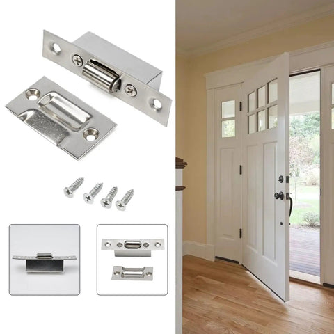 Stainless Steel Cabinet Door Catch Roller Latch for Cabinets and Cupboards, No Fuss Install with Screws, Quiet Closing