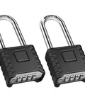 Two Pack Beefy 2.3 Inch Shackle Combination Padlocks with one touch unlocking heavy duty outdoor padlock hidden password design
