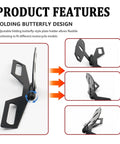 Adjustable Motorcycle License Plate Bracket Kit With Screws shown in folding butterfly design with multiple angles