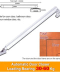 Heavy Duty Automatic Door Closer With Aluminum Alloy Body, Smooth Soft Closing, Gas Spring, Adjustable Closing Speed diagram