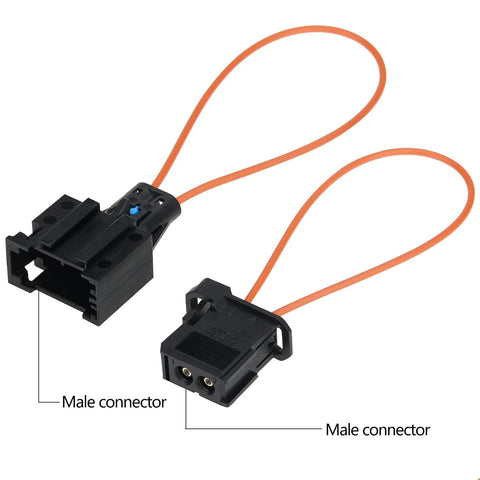 Mellbree 2-pack fiber optic loop bypass adapters with orange cables and black housings, male connectors