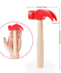 2 Pack Wooden Hammer Toys For Kids Safe Durable Realistic Simulation Hammers Ideal For Learning Pretend Play DIY Games Party Supplies Educational Tools For Children, red 6.5-inch wooden hammer with hand size comparison