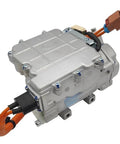 Heavy Duty Electric AC Compressor For BYD E5 And Qin EV with sealed housing and wiring, ideal for quick installation in 24V system.
