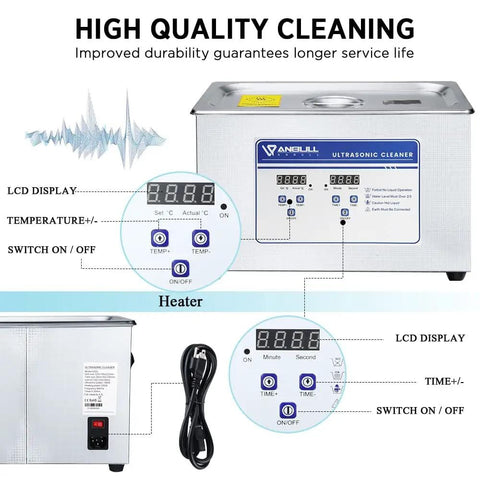 Heavy Duty 4.5L Ultrasonic Cleaner With 180W Cleaning Power And 150W Heating 304 Stainless Steel Tank Pro Grade Digital Timer LCD Display