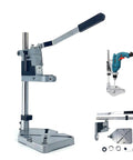 Adjustable Drill Press Stand For Hand Drill Universal Bench Clamp aluminum base steel column with handle and parts layout.