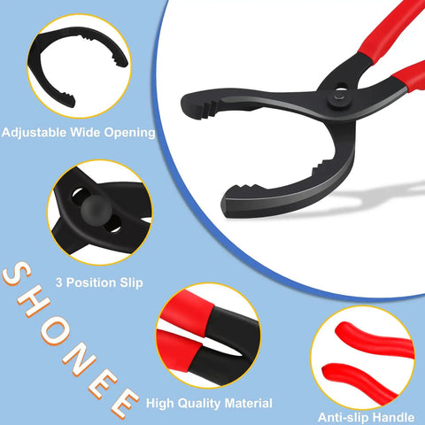 12 Inch Adjustable Oil Filter Wrench With Jaw Capacity From 60 To 102 Mm features adjustability and non-slip grip