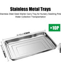 10 Pack Big Stainless Steel Seedling Trays For Nursery Pots And Seed Germination, Heavy Duty Metal Water Catch Trays For Transplant