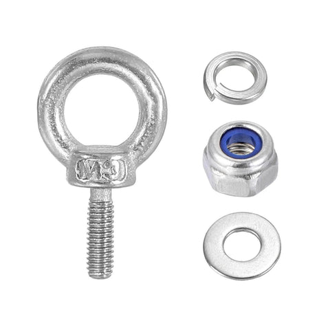 M3 X 9mm Lifting Shoulder Eye Bolt Set, 8 Pack in 304 Stainless Steel With Nuts, Washers and Gaskets for Heavy Duty Hanging Hammocks and Outdoor DIY Lifting Projects