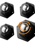 4 Pack Ball Bearing Rollers 360 Degree Swivel Casters Self Adhesive Mini Caster Wheels 200 Pound Capacity shown in black and silver.