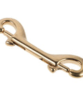 Heavy Duty Brass Double Ended Bolt Snap Hooks For Dog Leashes And Cat Collars Plus Solid Trigger Latches close-up view.