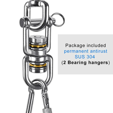 Heavy Duty Swing Swivel 360 Degree Rotation In Stainless Steel For Tree Swings Aerial Yoga And Hammock Chairs Built Tough Ultra Smooth Safe 770 LB Capacity 2 Pack featuring SUS 304 bearing hangers.