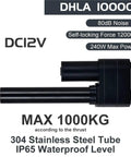Hella Smooth Dc 12V Electric Linear Actuator With Stainless Steel Rod Featuring Reliable Push Pull Motion Adjustable Stroke Lengths For Diy Automation Home Upgrades And Weekend Builds Built Tough For Work, showing actuator details.