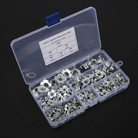 Four Claw T Nuts And Rivet Nuts Set In M3 M4 M5 M6 M8 M10 Sizes Galvanized Stainless Steel Includes Storage Box For Woodworking