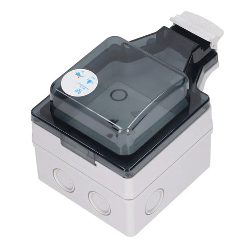 Outdoor Smart Outlet With Slick App Remote Control And Programmable Timer Ip66 Weatherproof Power Socket For Patio And Backyard, top view showing cover.