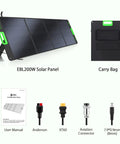 Hella Reliable 2400W Portable Power Station With 200W Foldable Solar Panel, showcasing solar panel and accessories.